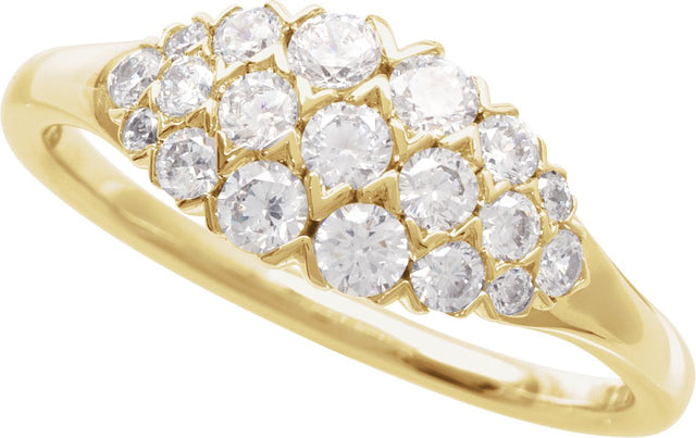 14K Gold Round Natural Diamond Cluster Ring – 2.5mm Stones - Yellow Gold - view 3