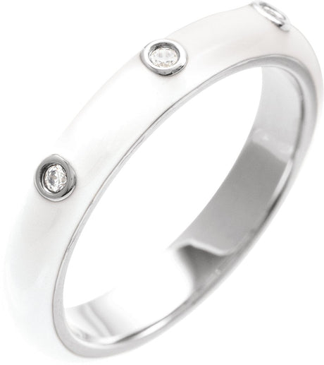 14K Gold Enamel Stackable Ring II - White Gold
