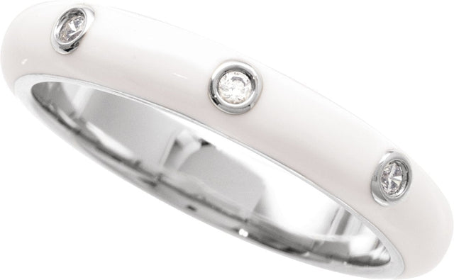 14K Gold Enamel Stackable Ring II - White Gold - view 3
