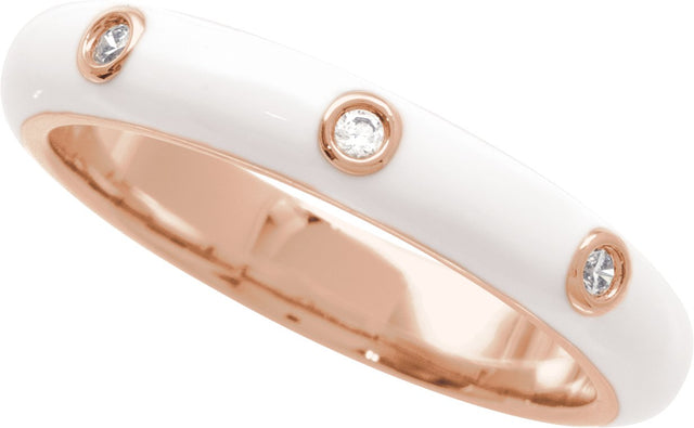 14K Gold Enamel Stackable Ring II - Rose Gold - view 3