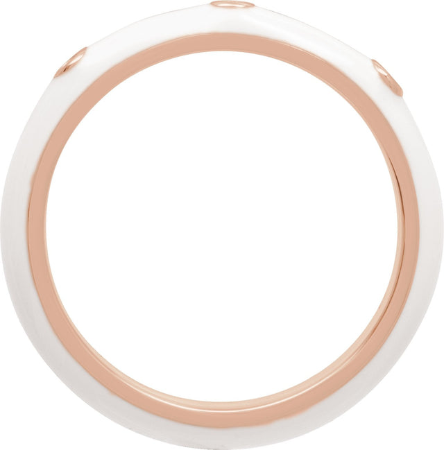14K Gold Enamel Stackable Ring II - Rose Gold - view 2