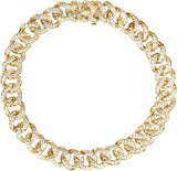 14K Gold Round Natural Diamond Accented Link Bracelet – 1.1mm Stones - Yellow Gold