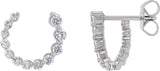 14K Gold Round Natural Diamond Front-Back Earrings - White Gold