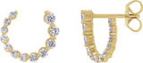 14K Gold Round Lab-Grown Diamond Front-Back Earrings - Yellow Gold