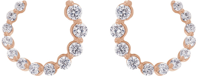 14K Gold Round Lab-Grown Diamond Front-Back Earrings - Rose Gold - view 2