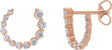 14K Gold Round Natural Diamond Front-Back Earrings - Rose Gold