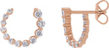14K Gold Round Natural Diamond Front-Back Earrings - Rose Gold