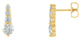 18K Gold Round Natural Diamond Journey Earrings - Yellow Gold