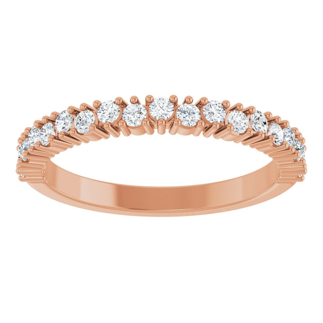14K Gold Round Natural Diamond Anniversary Band – 1.7-2.5mm Stones - Rose Gold - view 3