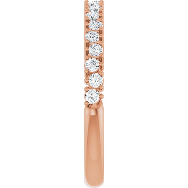 14K Gold Round Natural Diamond Anniversary Band – 1.7-2.5mm Stones - Rose Gold - view 4
