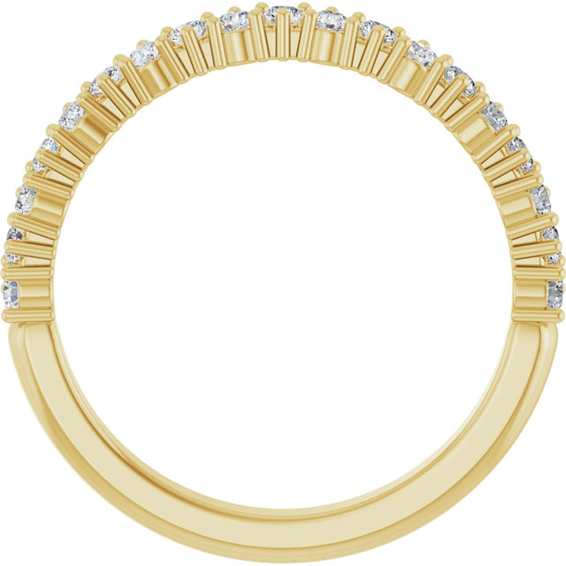 14K Gold Round Natural Diamond Anniversary Band – 1.7-2.5mm Stones - Yellow Gold - view 2