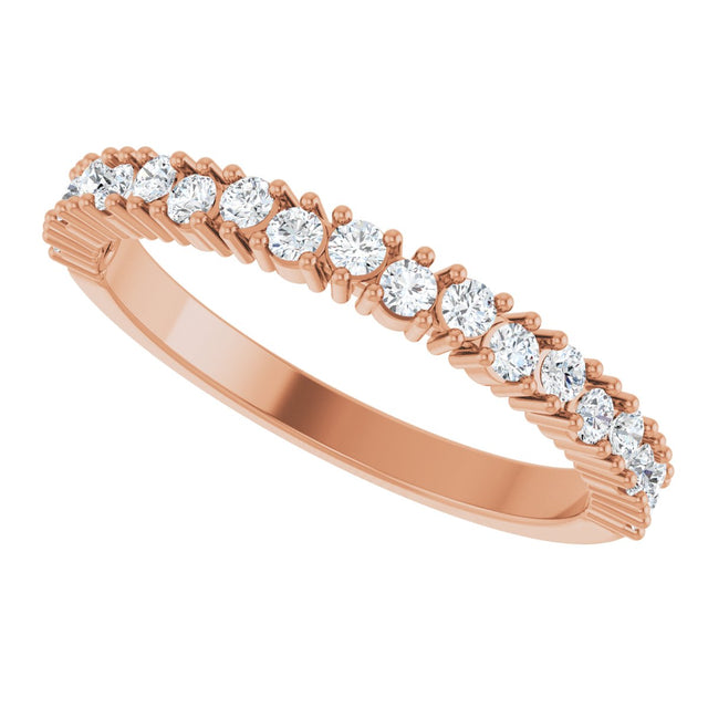 14K Gold Round Natural Diamond Anniversary Band – 1.7-2.5mm Stones - Rose Gold - view 5