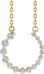 14K Gold Round Natural Diamond Graduated Circle Necklace - Yellow Gold