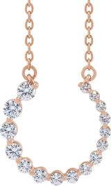 14K Gold Round Natural Diamond Graduated Circle Necklace - Rose Gold