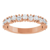 14K Gold Round Natural Diamond Anniversary Band – 1.7-2.5mm Stones - Rose Gold - view 3