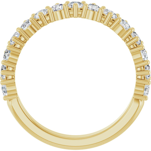 14K Gold Round Natural Diamond Anniversary Band – 1.7-2.5mm Stones - Yellow Gold - view 2