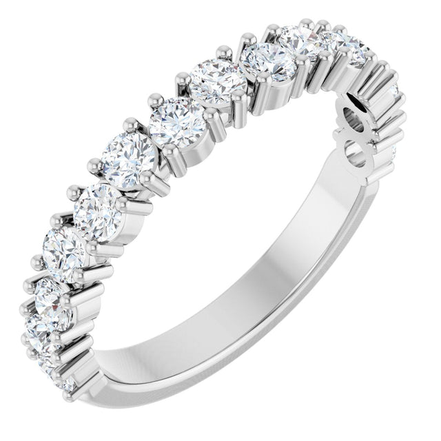 14K Gold Round Natural Diamond Anniversary Band – 1.7-2.5mm Stones - White Gold