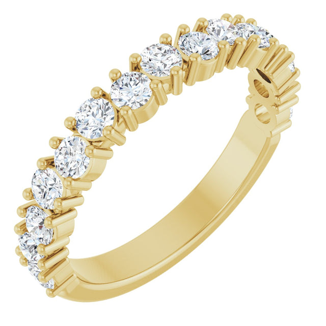 14K Gold Round Natural Diamond Anniversary Band – 1.7-2.5mm Stones - Yellow Gold