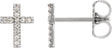 Platinum Round Natural Diamond Cross Earrings