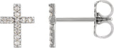Platinum Round Natural Diamond Cross Earrings