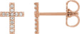14K Gold Round Natural Diamond Cross Earrings – 7.6x5.7mm - Rose Gold