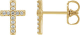 14K Gold Round Natural Diamond Cross Earrings – 7.6x5.7mm - Yellow Gold