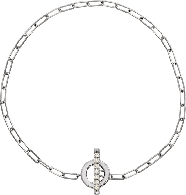14K Gold Round Natural Diamond Accented Toggle Bracelet - White Gold - view 2