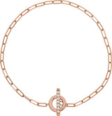 14K Gold Round Natural Diamond Accented Toggle Bracelet - Rose Gold - view 2