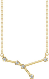 14K Gold Round Natural Diamond Constellation Zodiac Necklace - Yellow Gold - view 2