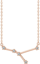 14K Gold Round Natural Diamond Constellation Zodiac Necklace - Rose Gold - view 2