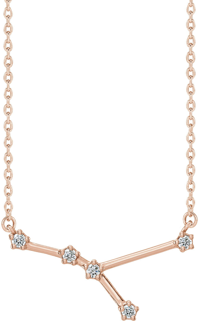 14K Gold Round Natural Diamond Constellation Zodiac Necklace - Rose Gold - view 2