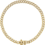 14K Gold Round Natural Diamond Accented Link Bracelet – 1mm Stones - Yellow Gold