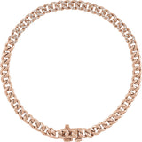 14K Gold Round Natural Diamond Accented Link Bracelet – 1mm Stones - Rose Gold