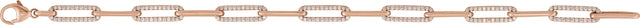 14K Gold Round Lab-Grown Diamond Accented Link Bracelet - Rose Gold - view 3