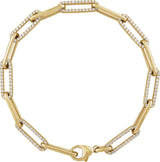 14K Gold Round Natural Diamond Accented Link Bracelet II - Yellow Gold