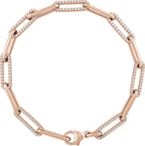 14K Gold Round Lab-Grown Diamond Accented Link Bracelet - Rose Gold