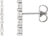 14K Gold Marquise Natural Diamond Accented Bar Earrings - White Gold