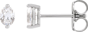Platinum Natural Diamond Oval 2-Prong Stud Earrings