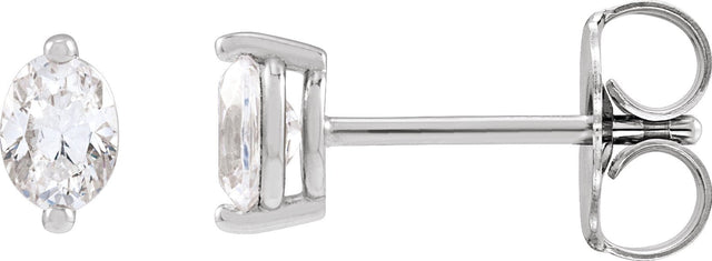 Platinum Natural Diamond Oval 2-Prong Stud Earrings