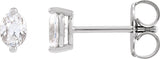 14K Gold Natural Diamond Oval 2-Prong Stud Earrings - White Gold