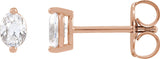 14K Gold Natural Diamond Oval 2-Prong Stud Earrings - Rose Gold