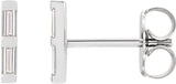 Platinum Natural Diamond Bar Earrings