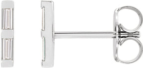 Platinum Natural Diamond Bar Earrings