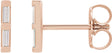 14K Gold Natural Diamond Bar Earrings - Rose Gold