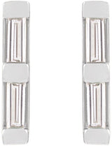 Platinum Natural Diamond Bar Earrings - view 2