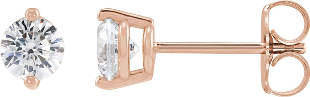 14K Gold Natural Diamond Round 2-Prong Stud Earrings - Rose Gold