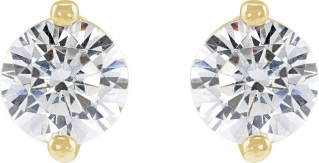 14K Gold Natural Diamond Round 2-Prong Stud Earrings - Yellow Gold - view 2