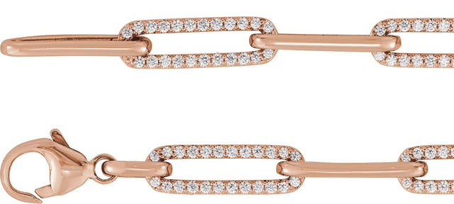 14K Gold Round Natural Diamond Accented Link Bracelet II - Rose Gold - view 2