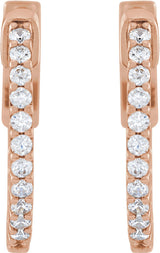 14K Gold Round Lab-Grown Diamond Inside-Outside Hoop Earrings - Rose Gold - view 2
