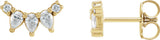 14K Gold Pear Natural Diamond Curved Bar Earrings - Yellow Gold